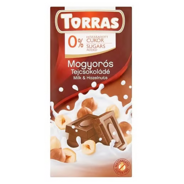 Torras Cukormentes Mogyorós Tejcsokoládé 75g