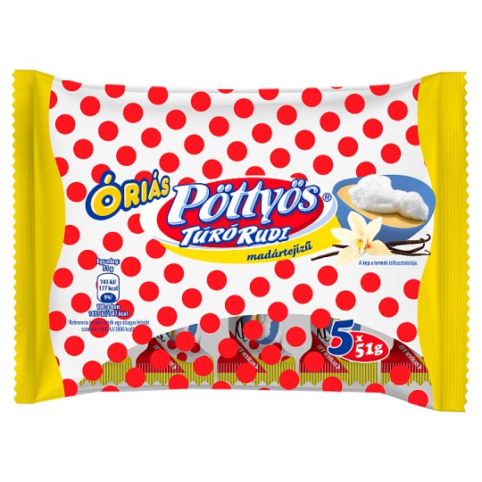 Pöttyös Óriás Túró Rudi madártejes ízű 5x51 g