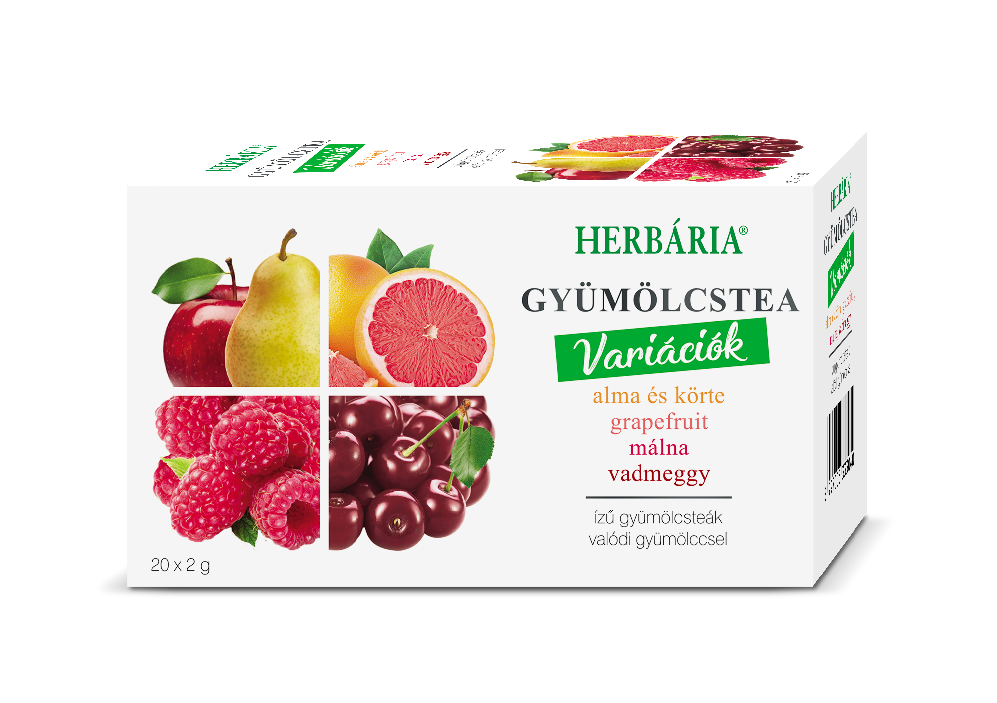 Herbária variáció Tea - Alma-körte, grapefruit, málna, vadmeggy 20x2g