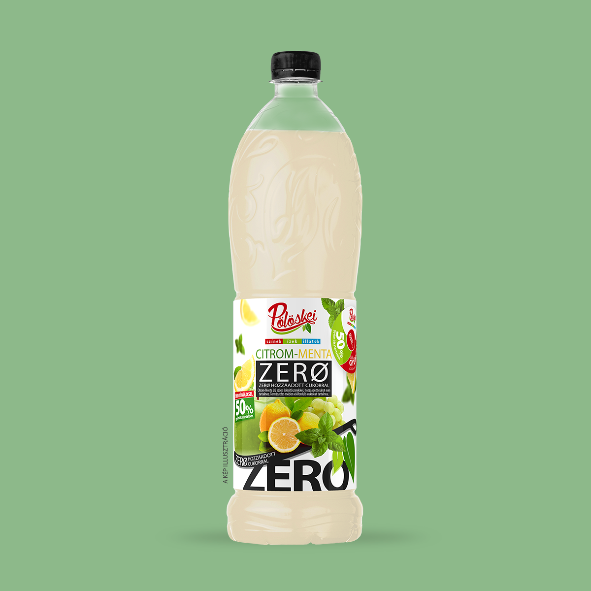 Pölöskei ZERO Házi Limonádé citrom-menta ízű szörp 1l