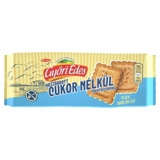 Győri Édes Tejes, 15% Teljes Kiőrlésű Keksz Édesítőszerekkel 100g